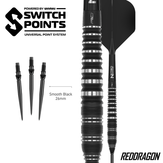 Dardos de acero Red Dragon Sable Torpedo Switch Point Zu sehen sind Red Dragon Sable Torpedo Switch Point Steeldarts. Diese Darts bieten gute Griffigkeit und Stabilität beim Wurf.