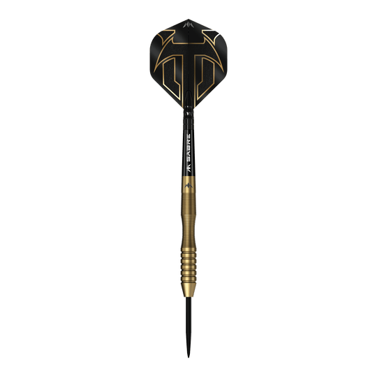 Dardos Mission Viktor Tingstrom Gold Steel - 22 g Mission Viktor Tingstrom Gold Steeldarts - 22g Darts abgebildet. Das Bild zeigt das Design und die Farbe der Steeldarts.