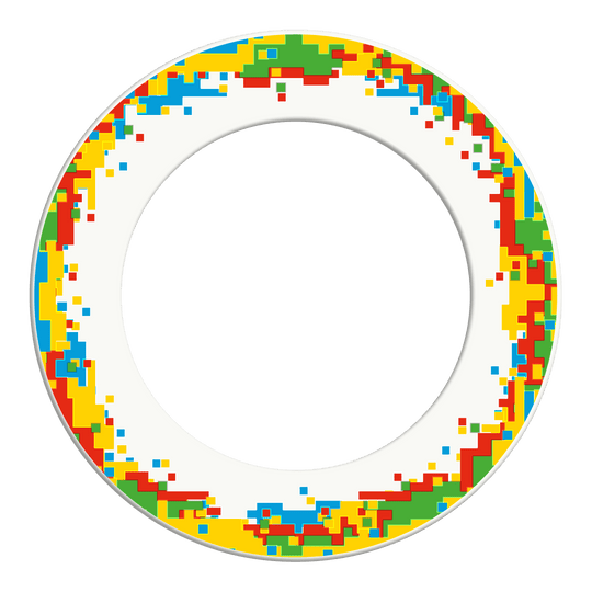 Marco para diana de píxeles McDart Abgebildet ist ein weißer Dartboard-Surround. Das Produkt bietet Schutz für die Wand hinter der Dartscheibe.