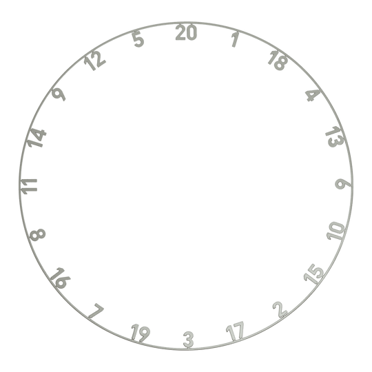 Auf dem Foto ist ein lasergeschnittener Zahlenring in der Farbe Nordic Grey abgebildet. Es handelt sich um die Datei ONE1012_Precise180_OnePiece_Lasercut_Zahlenring_NordicGrey_1.