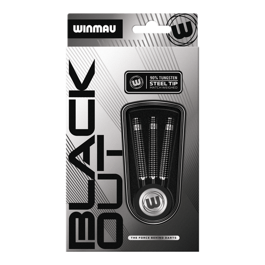 dardos de acero Winmau Blackout Variant 1 Das Bild zeigt die Winmau Blackout Variante 1 Steeldarts. Diese Steeldarts sind aus Tungsten gefertigt und für Präzision entwickelt.