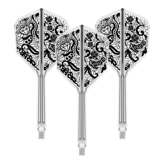 Sistema de eje de vuelo Target Japan K-Flex Diamond No6 Abgebildet ist ein Produkt mit dem Namen 410241_Target_Japan_K-Flex_Diamond_No6_Flight-Shaft_System_33mm_1Set. Es handelt sich vermutlich um eine Dartschaft-Kombination.