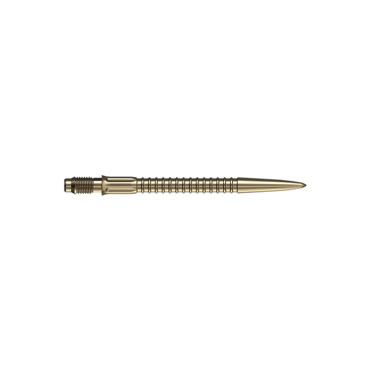 Puntas de dardo Mission R2.5 Rapid Point GV1 - Oro Dartspitzen in goldener Farbe sind auf weißem Hintergrund abgebildet. Geeignet als Ersatzteile für Darts.