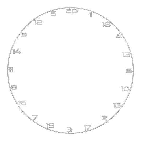 Anillo de número de diana de bala Das Bild zeigt einen Dartboard-Zahlenring in Silber. Der Zahlenring eignet sich zur Anzeige der Punktebereiche am Dartboard.
