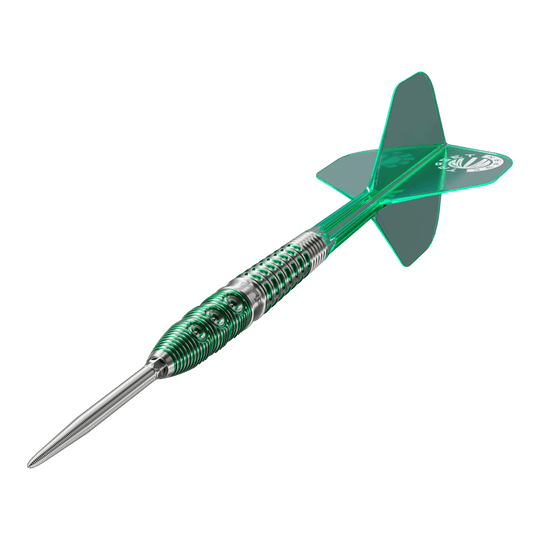 Auf dem Bild sind die Target Japan Prime Series Motomu Sakai Xeno GEN1 Swiss Point Steeldarts zu sehen. Sie zeichnen sich durch hochwertige Verarbeitung aus.