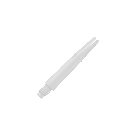 Ejes en L estilo L bloqueados rectos - Blanco Dieses Bild zeigt einen weißen, geraden Dartshaft ohne Kappen. Er hat am unteren Ende ein Gewinde zum Befestigen am Dartbarrel.