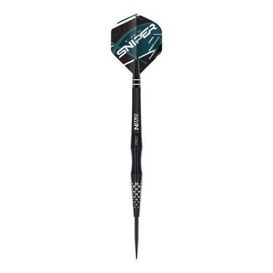 Abgebildet ist das Produkt Red Dragon Connor Scutt The Sniper Steeldarts - 22g. Diese Darts sind speziell für professionelle Spieler entwickelt.