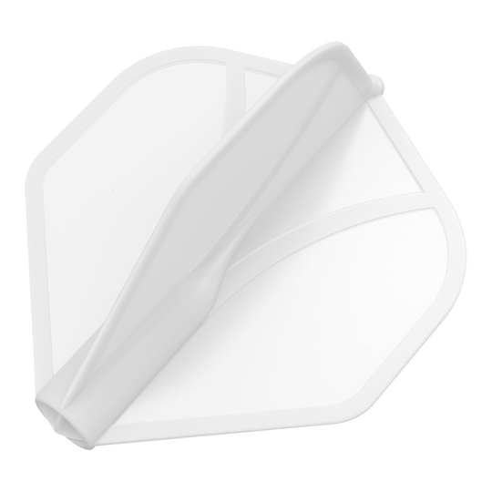 Perfil aerodinámico moldeado No2 Vuelos estándar Das Bild zeigt eine transparente Dart-Flügel. Er hat eine aerodynamische Form und ist hauptsächlich weiß.