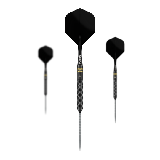 Dardos de acero Winmau Gian Van Veen TS-PRO Switch Point Zu sehen ist ein Set Winmau Gian Van Veen TS-PRO Switch Point Steeldarts. Die Darts liegen als kompletter Satz nebeneinander.