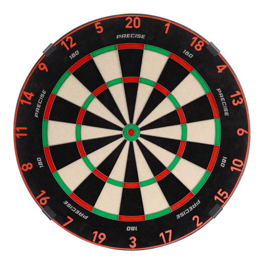 Diana de dardos de acero Endorphine de precisión 180 con anillo numerado - Rojo Infierno Zu sehen ist das Precise 180 Endorphine Steeldartboard mit Nummernring in Inferno Red. Es bietet eine professionelle Spielfläche für Darts.