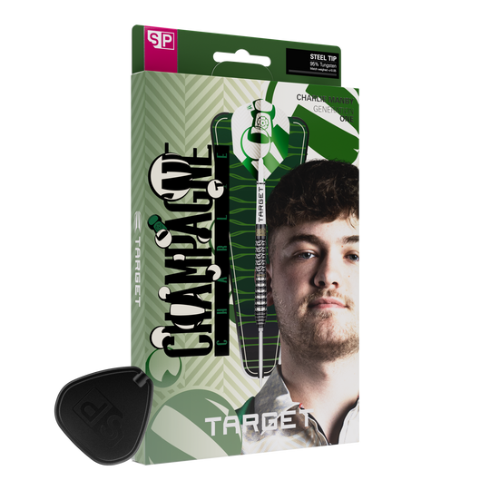 Dardos de acero Target Charlie Manby Swiss Points Dies ist ein Foto von Target Charlie Manby Swiss Points Steeldarts. Es wird ein weiterer Dart aus dem Set gezeigt.