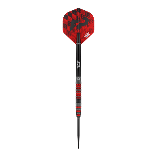Dardos de acero Bulls NL Florian Price - 23 g Bulls NL Florian Preis Steeldarts - 23g abgebildet. Die Darts sind in einer Nahaufnahme zu sehen.