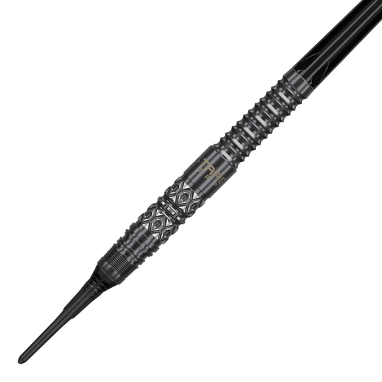 Dardos blandos Target Black Marque Creed - 21,5 g Hier sieht man die Target Black Marque Creed Softdarts mit 21,5g Gewicht. Die Darts sind schlank gestaltet und modern.