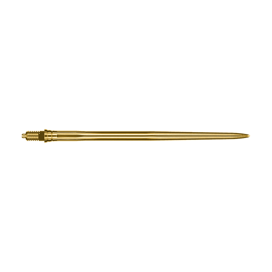 Puntas de dardo Caliburn EZ-EVO - Suaves - Doradas Eine goldene, glatte Dartspitze mit einer Länge von 50 mm ist abgebildet. Das Bild zeigt das Produkt aus nächster Nähe.