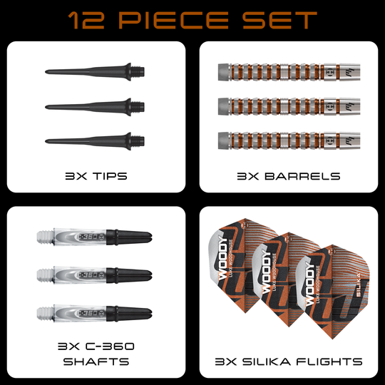 Harrows Luke Woodhouse Series 3 Softdarts - 18g abgebildet. Das Bild zeigt die Details dieses Softdart-Produkts.