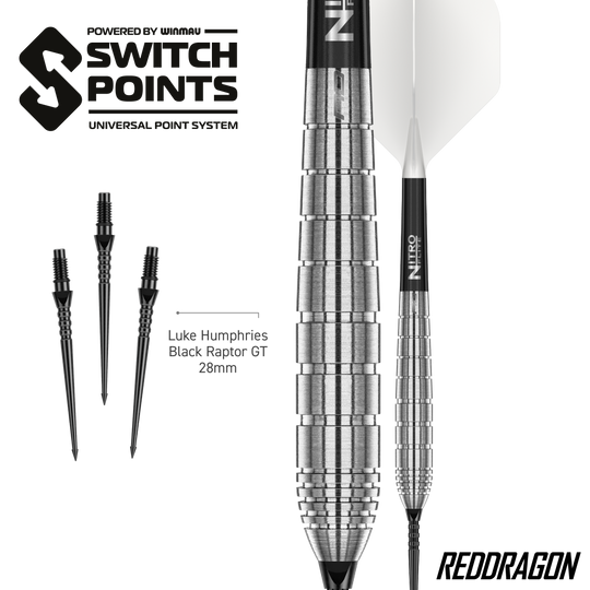 Dardos de acero Red Dragon Luke Humphries TX1 Pioneer Switch Point Das Bild zeigt die Red Dragon Luke Humphries TX1 Pioneer Switch Point Steeldarts. Diese Steeldarts sind hochwertig verarbeitet.