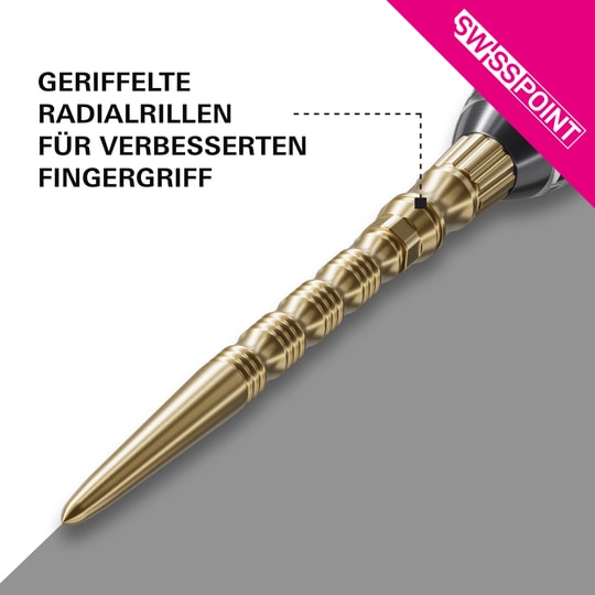 Puntas de dardo de acero Target Signature Swiss Point TRB - doradas Zu sehen sind die Target Signature Swiss Point TRB Steeldartspitzen - Gold. Die goldenen Spitzen sind für Dartpfeile geeignet.