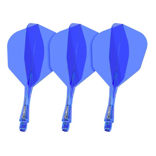 Sistema de eje de vuelo Winmau Fusion No6 Azul Gezeigt wird ein Artikel mit dem Dateinamen 8836_Winmau_Fusion_Flight_Shaft_System_No6_Blau_22mm_1Set. Das Bild stellt wahrscheinlich ein blaues Dartzubehör-Set dar.