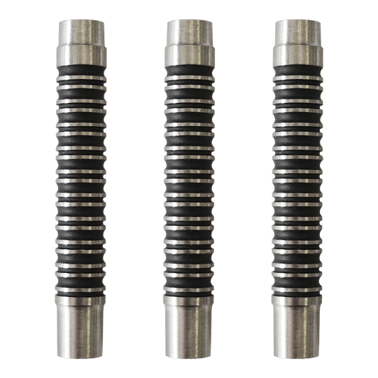 Barriles para dardos blandos McDart Black Ring 2 - 18 g Dargestellt ist ein Set der McDart Black Ring 2 Softdart Barrels - 18g. Das Set zeigt schwarze Dart-Barrels mit Ringen.