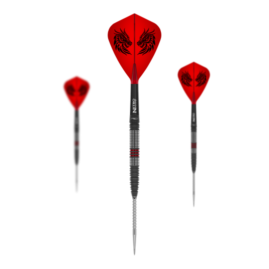 Red Dragon Jonny Clayton Hireath Switch Point Dardos de acero Das Foto stellt ein Set der Red Dragon Jonny Clayton Hireath Switch Point Steeldarts dar. Dieses Set bietet alles für ein professionelles Dartspiel.