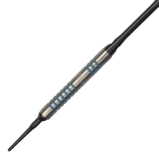 Dardos blandos McDart 85 Tungsten V1 - 17 g Der McDart 85er Tungsten V1 Softdart wiegt 17 Gramm und hat ein silbernes Barrel mit blauen Rillen. Die Spitze ist aus Kunststoff und eignet sich für elektronische Dartscheiben.