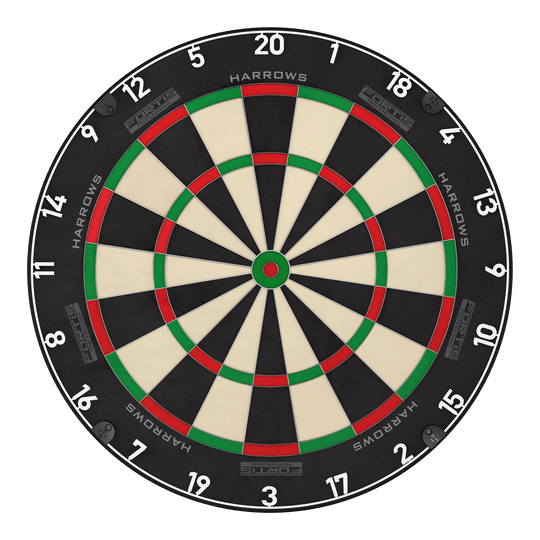 Hier sieht man das Produkt Harrows Fortis Steeldartboard. Es bietet eine erstklassige Spielfläche für Dartfans.