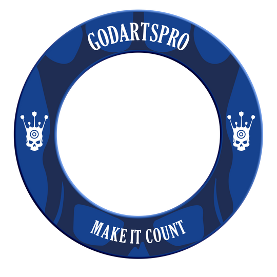 Dartboard-Surround in Blau ist abgebildet. Es dient zur Umrahmung und zum Schutz des Dartboards.