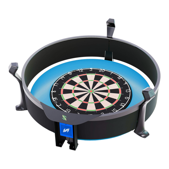 Scolia Home 2 FLEX - Sistema electrónico de puntuación automática con anillo de iluminación 2026 Das Bild zeigt das Produkt "Scolia Home 2 FLEX – Electronic Score System mit Beleuchtungsring". Es handelt sich um ein elektronisches Punktesystem für Dartboards mit integriertem LED-Leuchtring.