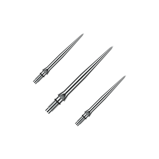 Puntas de dardos Winmau Switch Point de acero liso - Efecto plateado Abgebildet ist ein Set von glatten silbernen Steeldartspitzen. Diese Spitzen sind vermutlich 26 mm lang.