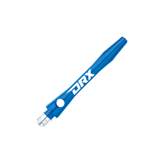 C630_Red_Dragon_DRX_Coated_Aluminium_Shafts_Blau_36mm_2 Das Bild zeigt einen blauen DRX-beschichteten Aluminium-Schaft von Red Dragon. Der Schriftzug „DRX“ ist in Weiß auf dem Schaft zu sehen.