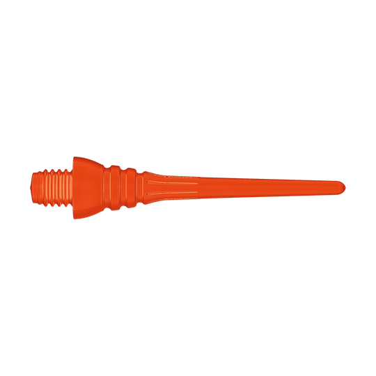 Winmau Triton Softtip Points Softdartspitzen (50-er Pack) Das Bild zeigt eine orangefarbene Softdartspitze mit Gewinde. Sie ist für den Einsatz bei elektronischen Dartscheiben geeignet.