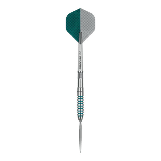 Dieses Bild zeigt die Precise 180 MRV1 Steeldarts - 23g. Die Darts haben ein modernes Design und sind langlebig.