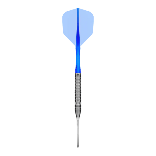 Dardos de acero Caliburn Rix EZ-EVO R2 Dieses Bild zeigt einen einzelnen Caliburn Rix EZ-EVO R2 Steeldart. Der Dart ist in Nahaufnahme zu sehen.