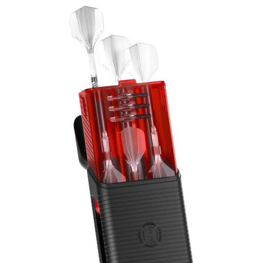 Dieses Bild zeigt ein weiteres rotes Dartcase von Harrows. Es gehört zur Serie Vault Dartcase Rot.