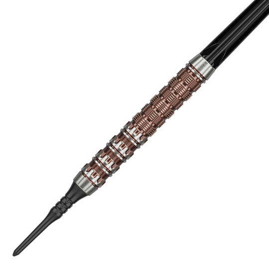 Dardos blandos Target Japan Prime Series George Nishitani Raptor GEN6 - 19,5 g Zu sehen sind die Target Japan Prime Series George Nishitani Raptor GEN6 Softdarts mit einem Gewicht von 21,5g. Die Softdarts werden aus einer anderen Perspektive dargestellt.