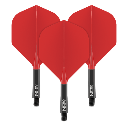 Abgebildet ist ein weiterer Nitro-Flite in Schwarz und Rot, Short Größe, 22 mm. Das Produkt wird aus einer anderen Perspektive dargestellt.