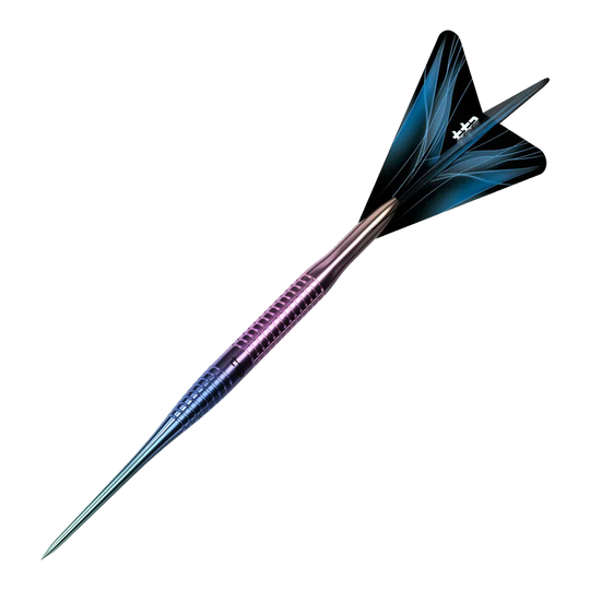 Dardos de acero arcoíris de titanio T3 Caliburn TTD Complete - 7 g Abgebildet ist der Caliburn TTD Complete Titanium T3 Rainbow Steeldarts - 7g. Der Dartpfeil weist eine schillernde Regenbogen-Optik auf.