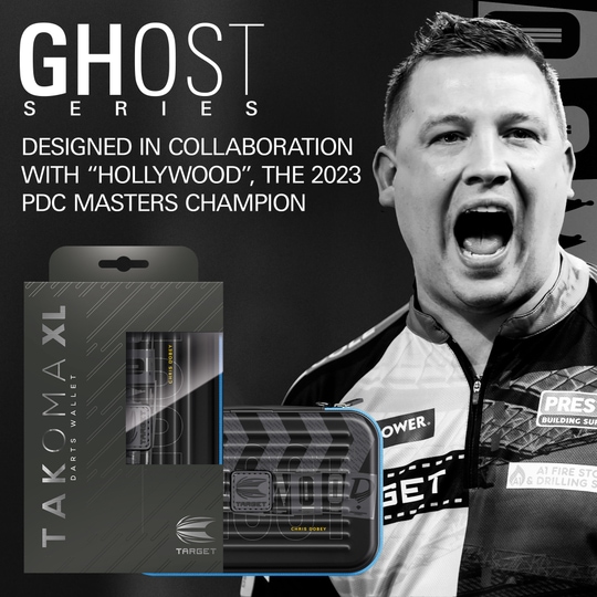Estuche de dardos Chris Dobey de la serie Ghost de Takoma XL Das Bild zeigt das Takoma XL Ghost Series Chris Dobey Dartcase. Das Dartcase schützt Dartzubehör vor Beschädigungen.