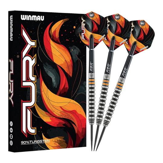 Dardos de acero Winmau Fury - 22 g Gezeigt werden die Winmau Fury Steeldarts - 22g. Diese hochwertigen Steeldarts sind für anspruchsvolle Spieler konzipiert.