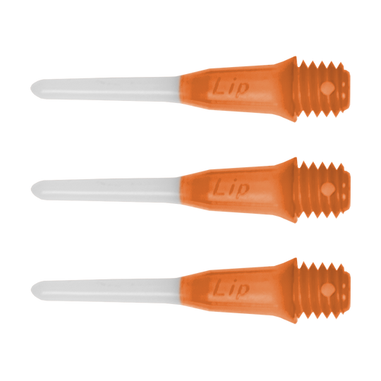 SLIPPTT-OR_L-Style_Two_Tone_Short_Lippoints_Orange_-30er_PackwWsvaiZBhK62s Das Bild zeigt drei kurze L-Style Lippoints mit einer zweifarbigen Gestaltung in Orange und Weiß. Die Spitzen haben ein Schraubgewinde und sind speziell für Softdartpfeile geeignet.