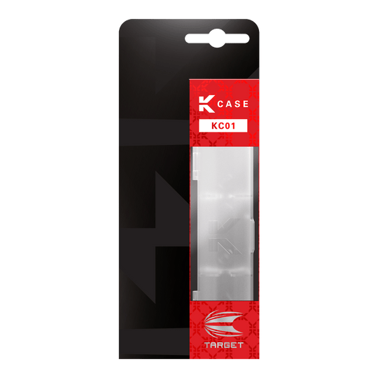 Caja de vuelo Target K-Flex K-Case Die Abbildung zeigt das Produkt „Target K-Flex K-Case Flightbox“ in seiner Verpackung. Die Verpackung ist schwarz und rot mit einem transparenten Sichtfenster, durch das das Produkt zu sehen ist.