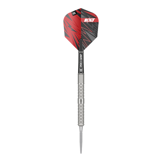 Dardos de acero Target Sebastian Bialecki GEN1 Swiss Point - 22 g Dies ist ein Steeldart namens „Target Sebastian Bialecki GEN1 Swiss Point“ mit einem Gewicht von 22 Gramm. Der Dart hat eine silberne Spitze und Schaft, sowie ein rotes und schwarzes Flight-Design.