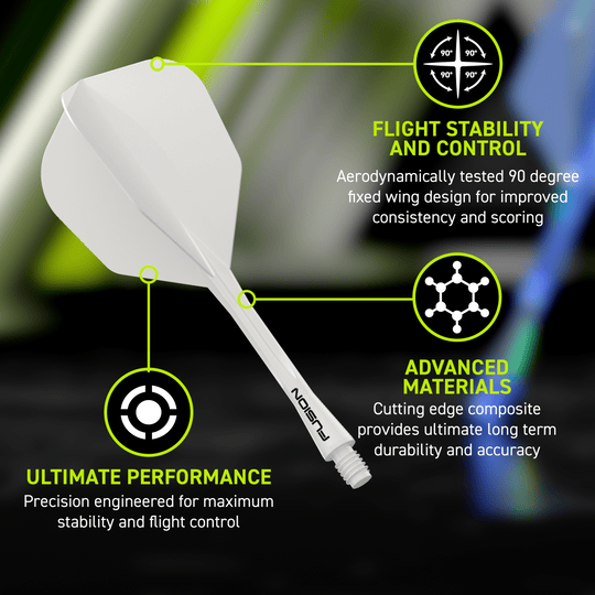 Sistema de eje de vuelo Winmau Fusion n.° 6, blanco sólido Zu sehen ist das Winmau Fusion Flight-Shaft-System No6 Solid White. Es handelt sich um einen weißen Flight-Shaft für Darts.