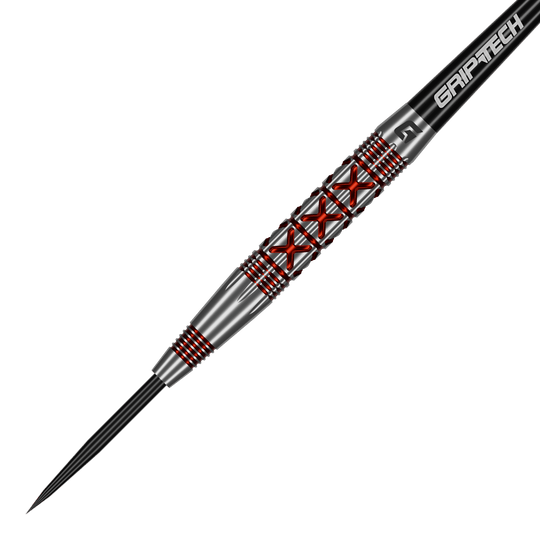 GOAT ataca dardos de acero Das Foto zeigt die GOAT Strikes Steeldarts aus einer anderen Perspektive. Die Details des Dartpfeils sind gut erkennbar.