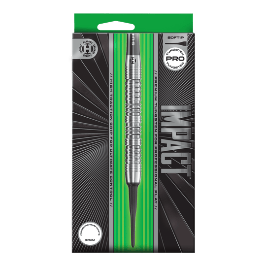 Dardos blandos de impacto Harrows Hier sind die Harrows Impact Softdarts dargestellt. Man sieht Details des Produktes aus einer weiteren Ansicht.