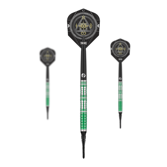 Dardos blandos Shot Alchemy Mythril - 20 g Das Bild zeigt ein Set der Shot Alchemy Mythril Softdarts - 20g. Auf dem Foto sind alle enthaltenen Darts abgebildet.