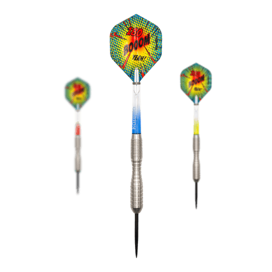 Dardos de acero Karella Comic Line CL-3 - 24 g Dieses Bild zeigt ein Set der Karella Comic Line CL-3 Steeldarts mit 24 Gramm Gewicht. Das Set eignet sich ideal für Präzisionswürfe.