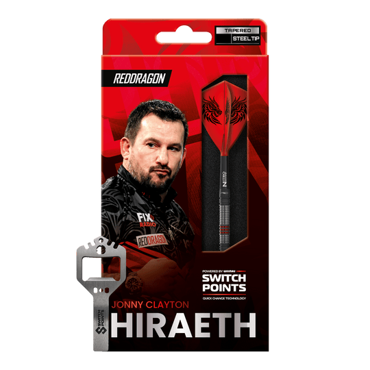 Red Dragon Jonny Clayton Hireath Switch Point Dardos de acero Red Dragon Jonny Clayton Hireath Switch Point Steeldarts sind abgebildet. Die Darts zeichnen sich durch ihr elegantes Design und hochwertige Verarbeitung aus.
