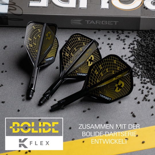 Vuelos Target K-Flex Bolide No6 Das Bild zeigt die Target K-Flex Bolide No6 Flights. Diese Flights sind für alle Dartspieler geeignet.