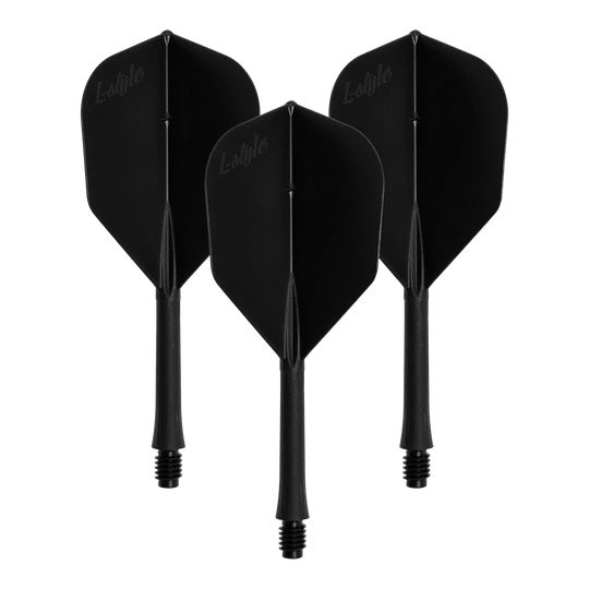 Vuelos en barra estilo L 2BA L3 - 260 Das Bild zeigt ein Set von schwarzen Dart-Flights. Die Datei heißt LSF-900_L-Style_BarFlight_Schwarz_1Set.